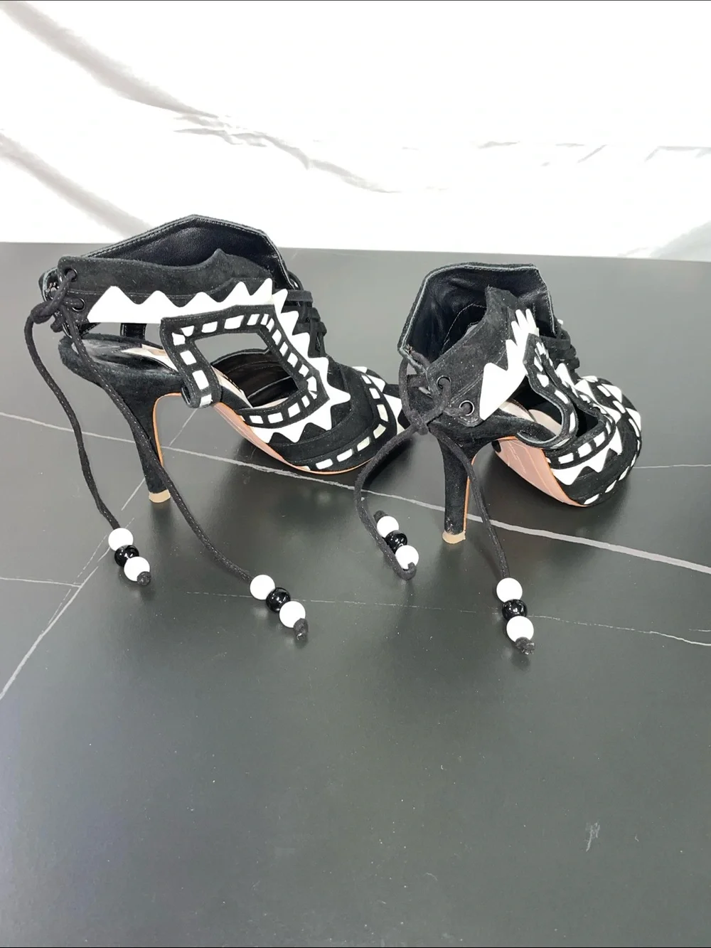 SOPHIA WEBSTER RIKO SUEDE AND LEATHER HEELS FTL-08-200